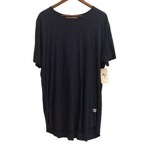 Kinetix NWT Women’s Oversized Lagenlook Navy Blue Loose Stretch Tunic T-Shirt XL